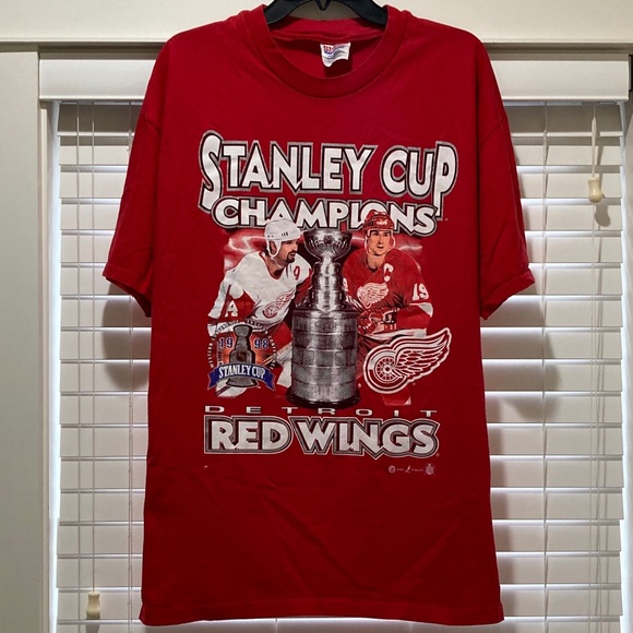 Vintage 90s Detroit Redwings Stanley Cup 1998 Champions Hanes Heavyweight Tee - Picture 5 of 6